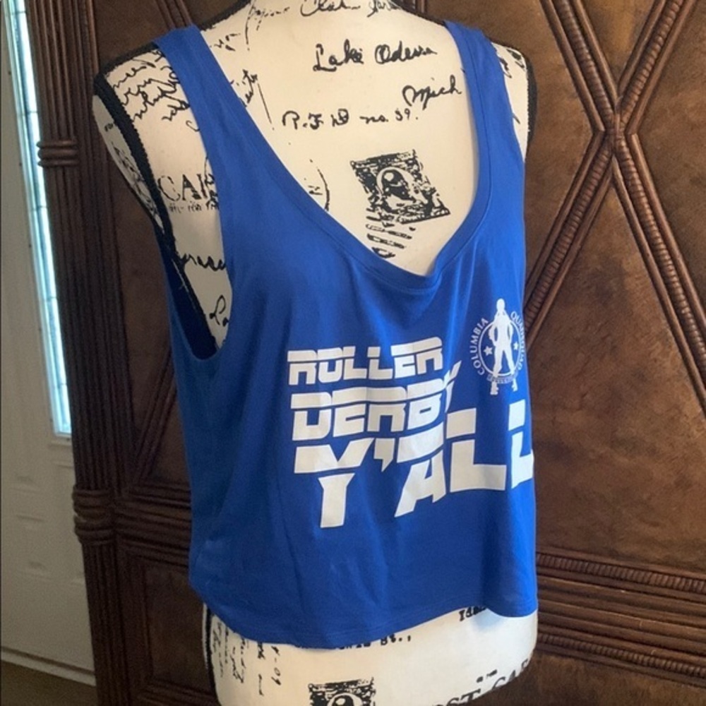 Blue Graphic Women's Tank Top Roller Derby Tank size S “Roller Derby Y’all” new